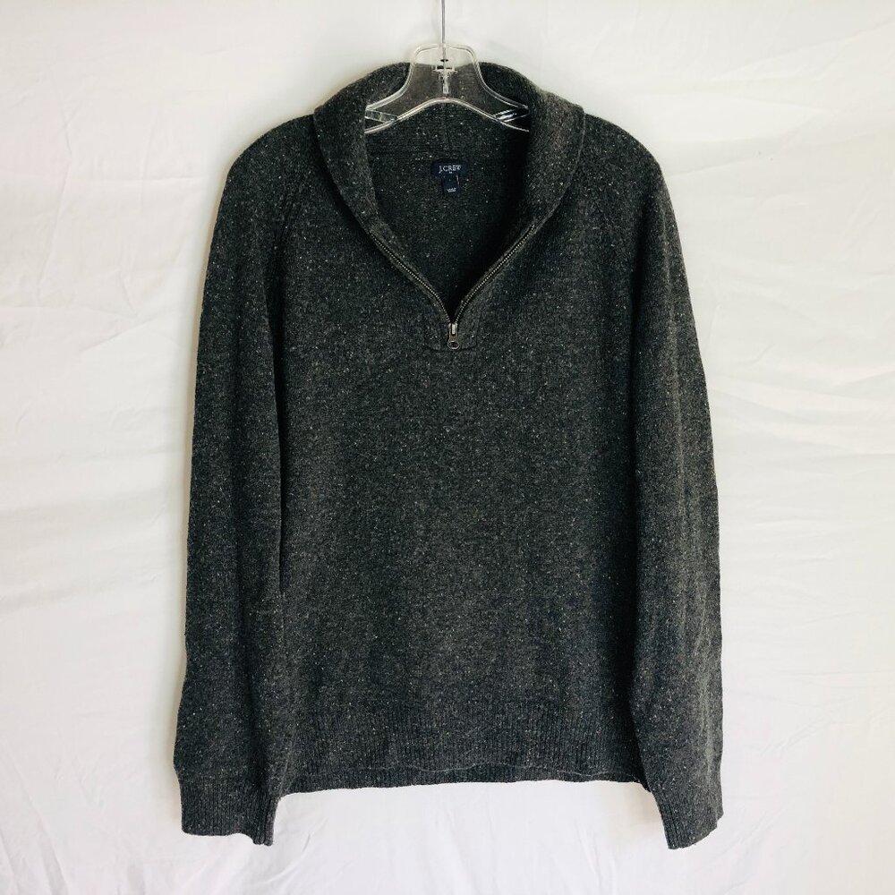J. Crew Men's Size Large‎ Lambs Wool Mock Neck Gray Pullover Sweater